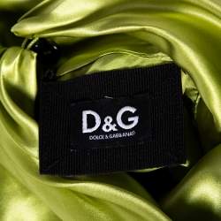 Pre Owned D&G Green Silk Pleated Yolk Detailed Sleeveless Blouse M