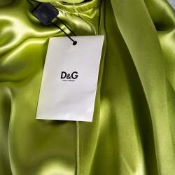 Pre Owned D&G Green Silk Pleated Yolk Detailed Sleeveless Blouse M