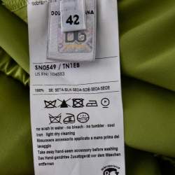 Pre Owned D&G Green Silk Pleated Yolk Detailed Sleeveless Blouse M