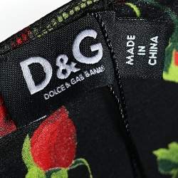 Pre Owned D&G Black Floral Printed Silk Satin Mini Dress M