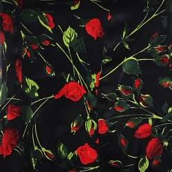 Pre Owned D&G Black Floral Printed Silk Satin Mini Dress M