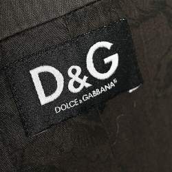 D&G Vintage Brown Cotton Textured Trim Button Front Blazer S