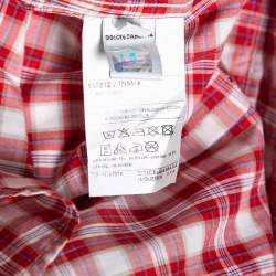 D&G Red Checkered Cotton Regular Fit Shirt M
