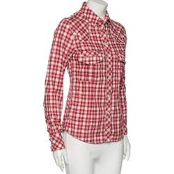 D&G Red Checkered Cotton Regular Fit Shirt M