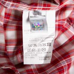 D&G Red Checkered Cotton Regular Fit Shirt M