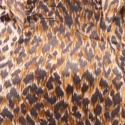 Pre Owned D&G Brown Animal Printed Textured Cotton Sleeveless Sheath Dress S