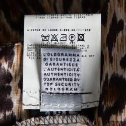 Pre Owned D&G Brown Animal Printed Textured Cotton Sleeveless Sheath Dress S