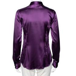 D&G Purple Silk Satin Long Sleeve Button Front Shirt M