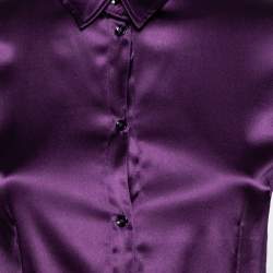 D&G Purple Silk Satin Long Sleeve Button Front Shirt M