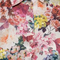 D&G Multicolored Floral Printed Silk Sleeveless Button Front Shirt S