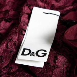 Pre Owned D&G Burgundy Lace Shift Mini Dress M