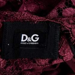 Pre Owned D&G Burgundy Lace Shift Mini Dress M