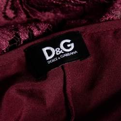 Pre Owned D&G Burgundy Lace Shift Mini Dress M