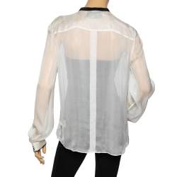 Pre Owned D&G White Silk Ruffle Front Top L