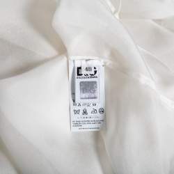 Pre Owned D&G White Silk Ruffle Front Top L
