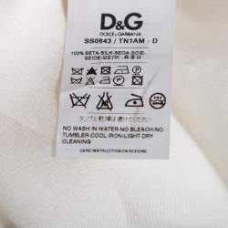 Pre Owned D&G White Silk Ruffle Front Top L