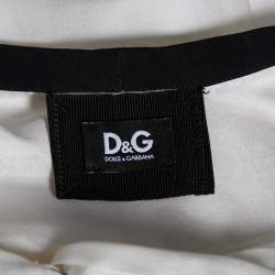 Pre Owned D&G White Silk Ruffle Front Top L