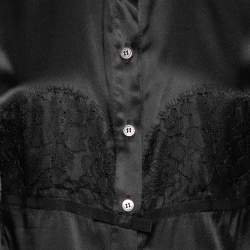 Pre Owned D&G Black Silk Lace Trimmed Button Front Shirt L