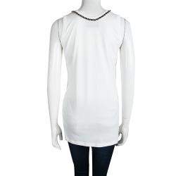 Pre Owned D&G White Cotton Chain Detailed Sleeveless Top M