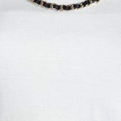 Pre Owned D&G White Cotton Chain Detailed Sleeveless Top M