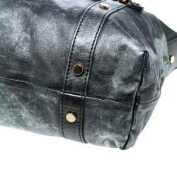 D&G Metallic Grey Leather Golden Box Messenger Bag