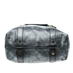 D&G Metallic Grey Leather Golden Box Messenger Bag
