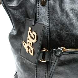 D&G Metallic Grey Leather Golden Box Messenger Bag