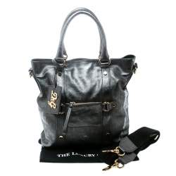 D&G Metallic Grey Leather Golden Box Messenger Bag