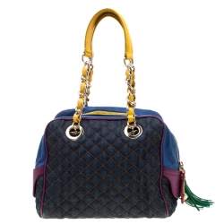 Pre Owned D&G Multicolor Fabric and Leather Lily Glam Bowler Bag