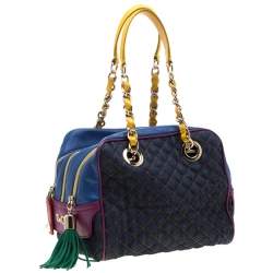 Pre Owned D&G Multicolor Fabric and Leather Lily Glam Bowler Bag