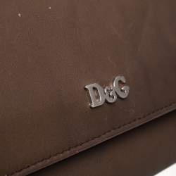 D&G Brown Leather Flap Chain Clutch