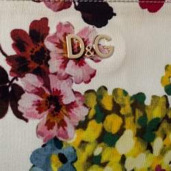 D&G Multicolor Floral Print Canvas Zip Clutch