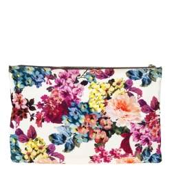 D&G Multicolor Floral Print Canvas Zip Clutch