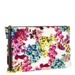D&G Multicolor Floral Print Canvas Zip Clutch