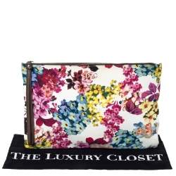 D&G Multicolor Floral Print Canvas Zip Clutch