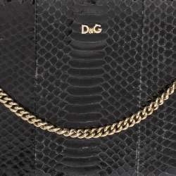 Pre Owned D&G Black Snakeskin Effect Leather Vania Chain Clutch