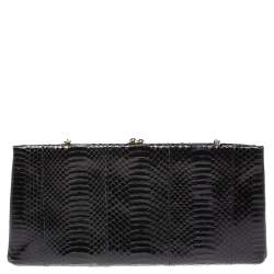 Pre Owned D&G Black Snakeskin Effect Leather Vania Chain Clutch