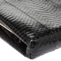 Pre Owned D&G Black Snakeskin Effect Leather Vania Chain Clutch