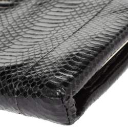 Pre Owned D&G Black Snakeskin Effect Leather Vania Chain Clutch