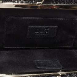 Pre Owned D&G Black Snakeskin Effect Leather Vania Chain Clutch