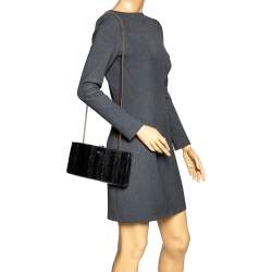 Pre Owned D&G Black Snakeskin Effect Leather Vania Chain Clutch