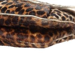 Pre Owned D&G Brown Leopard Print Calfhair Flap DG Charm Chain Shoulder Bag