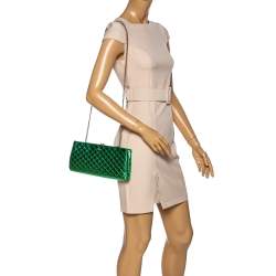 D & G Metallic Green Quilted Leather Vania Chain Clutch