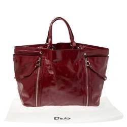 Pre Owned D & G Red Patent Leather Large Gaia Tote