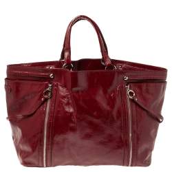 Pre Owned D & G Red Patent Leather Large Gaia Tote
