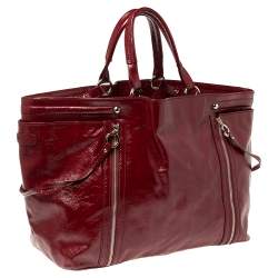 Pre Owned D & G Red Patent Leather Large Gaia Tote