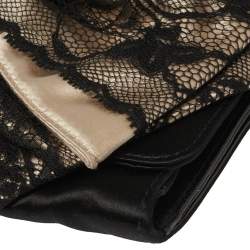 Pre Owned D&G Black/Beige Satin and Lace Bow Maika Chain Clutch