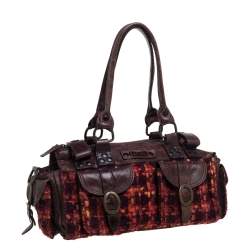 D&G Brown/Orange Tweed and Leather Satchel