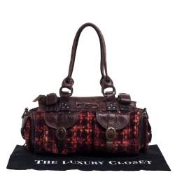 D&G Brown/Orange Tweed and Leather Satchel