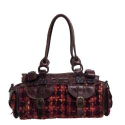 D&G Brown/Orange Tweed and Leather Satchel